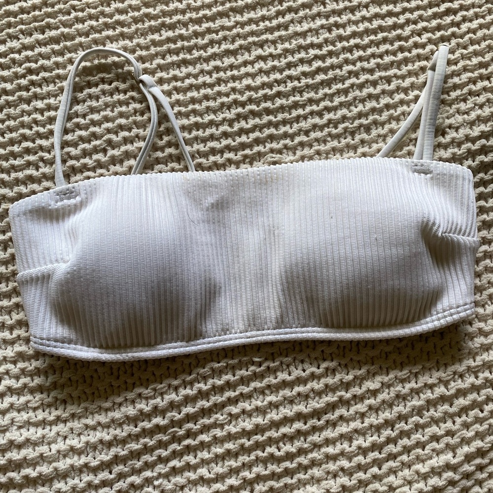 Hollister white bandeau bikini top